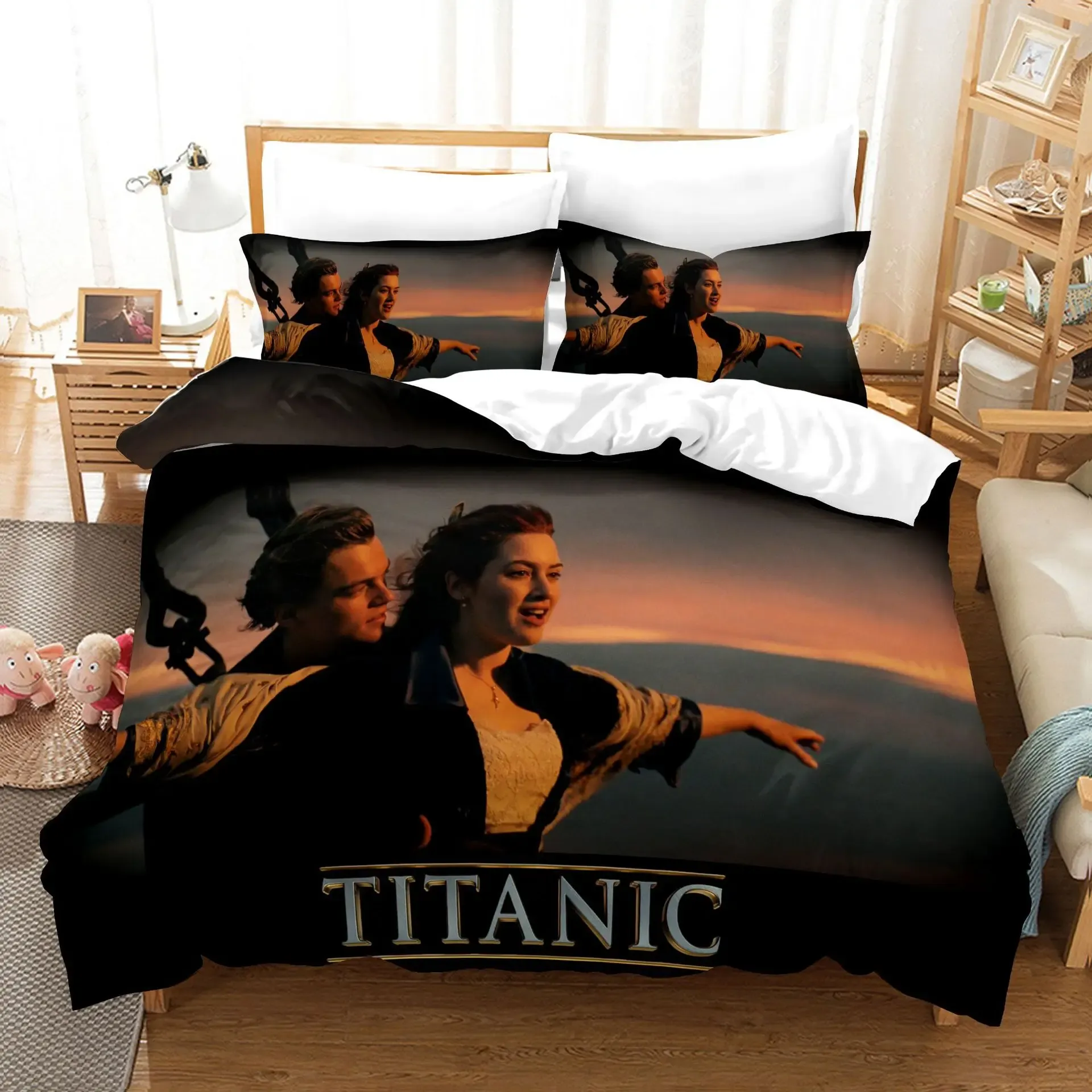 Устанавливает Titanic Jack и Rose Bedding Set Set Sevet Cover Sets Comforter Bed Line Queen Queen King Dropship