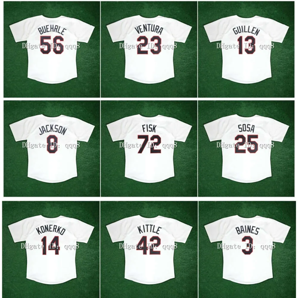 Kob 1989 Chicago Vintage Baseball Jersey Bo Jackson Paul Konerko Frank Thomas Mark Buehrle Ventura Guillen Sammy Sosa Carlton Fisk Ron Kittle