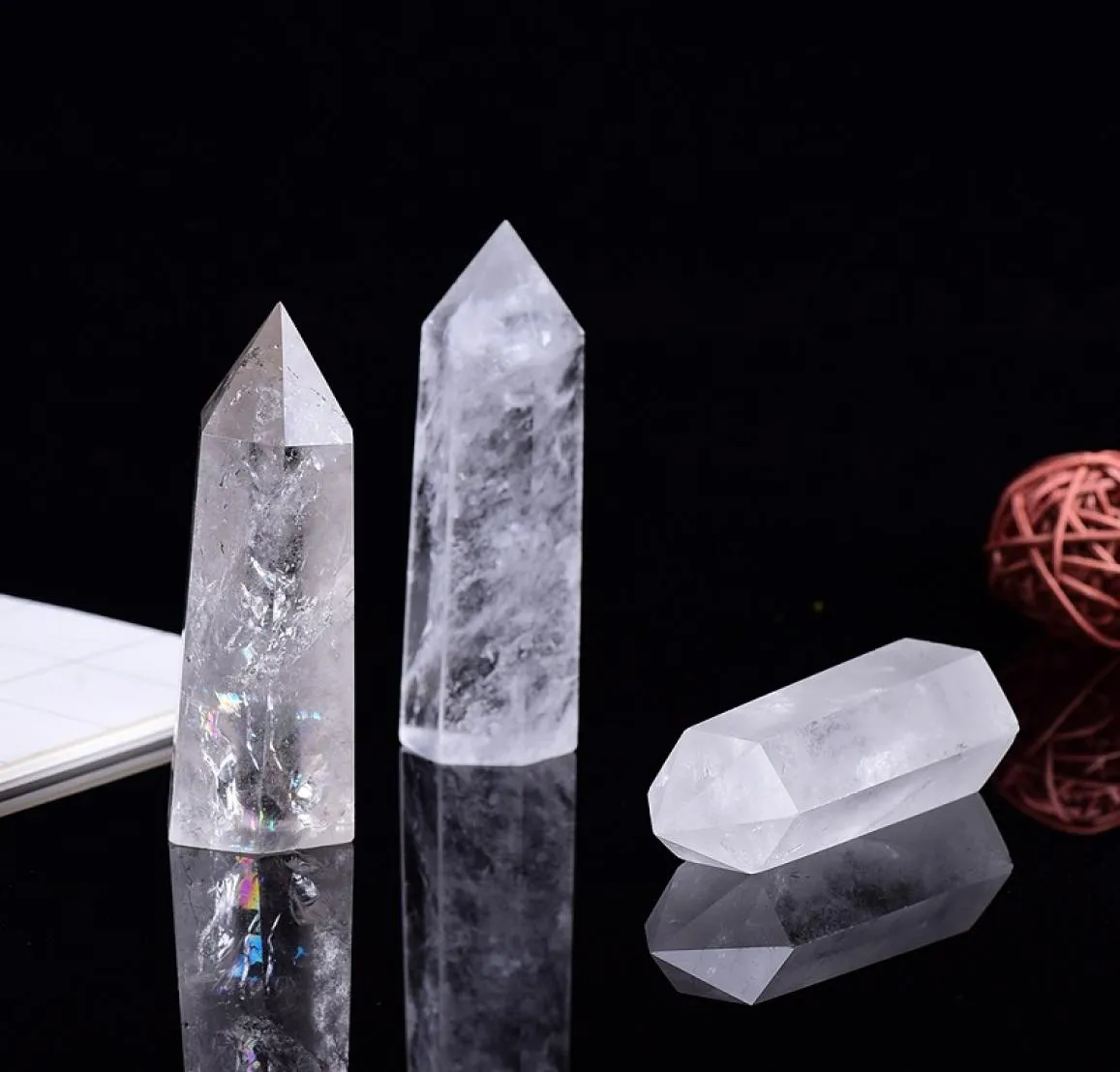 Raw White Crystal Tower Arts Ornament Mineral Healing Wands Reiki Natural Six Sided Energy Stone vaardigheid Quartz Pillars4340626