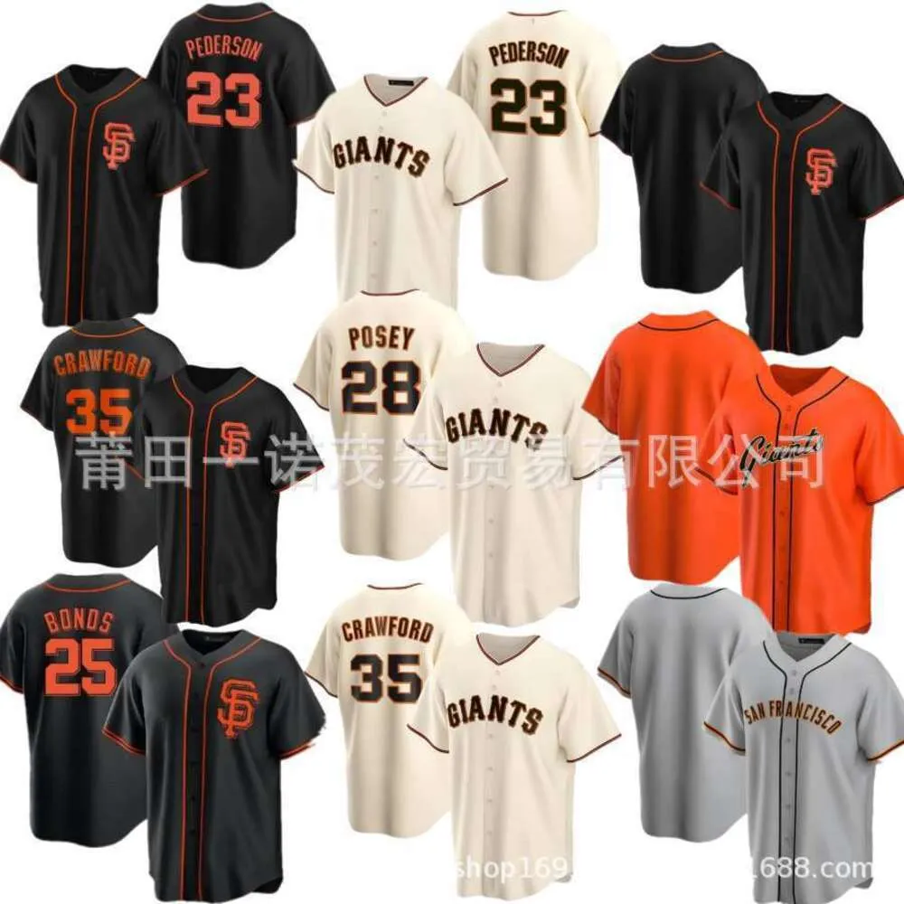 Baseball Jersey Giants Fan Elite Edition 25#Bonds 28#35#Crawford