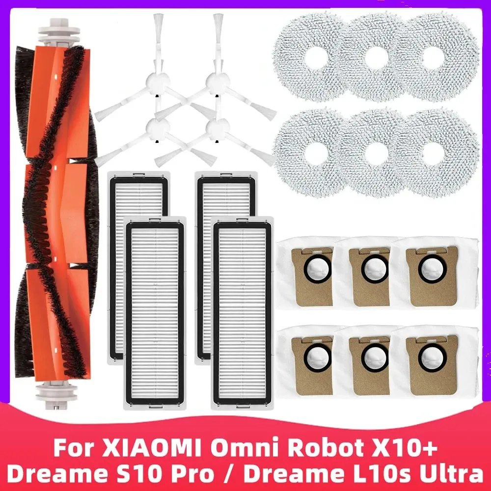 Parti di ricambio pezzi di ricambio per Xiaomi Mijia Omni Robot X10+ / DreamE S10 Pro / DreamE L10S Ultra Robot Vacuum Main Spazzola Spazzola HEPA Filtro MOP