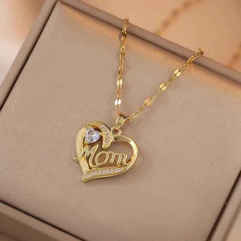 Herz Anhänger Halskette Für Mama Geschenk Aus Edelstahl_voghion.com