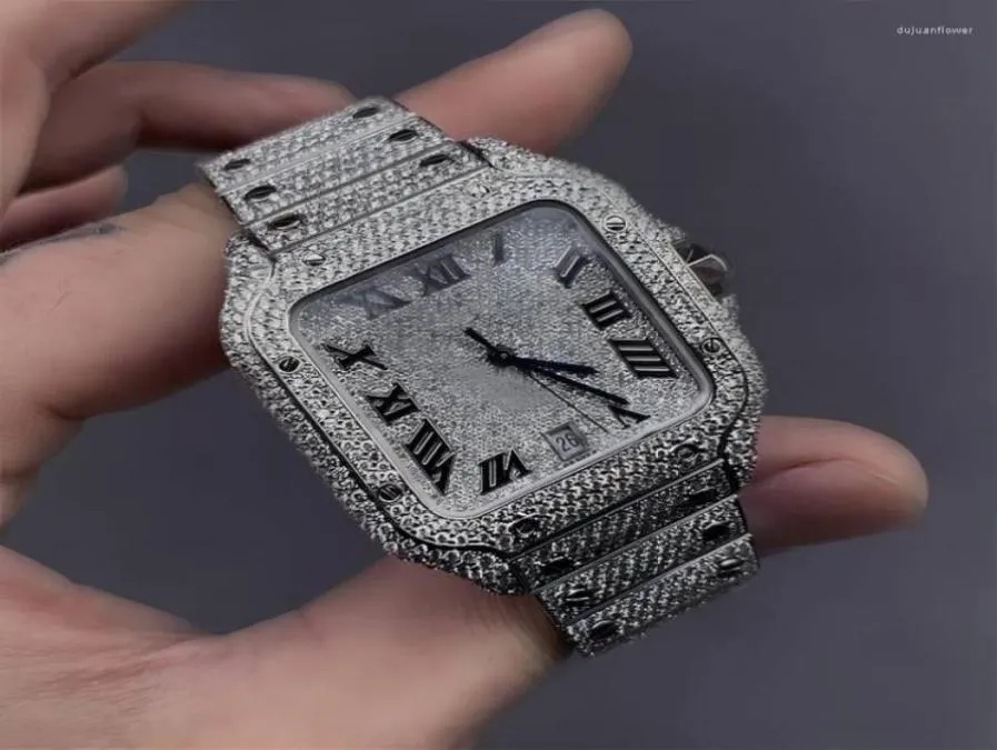 Montres-bracelets Luxury Moissanite Iced Out Montres Hip Hop Bust en diamant Unisexe Watch en acier inoxydable bracelet 4930446