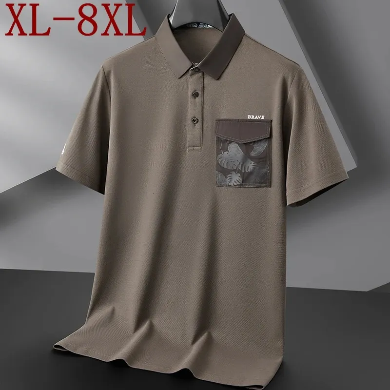 8xl 7xl 6xl 2024 Summer High End Cotton Polo Shirt Men toppar Short Sleeve Lapel Mens Shirts With Pocket Casual Loose Tshirts 240424