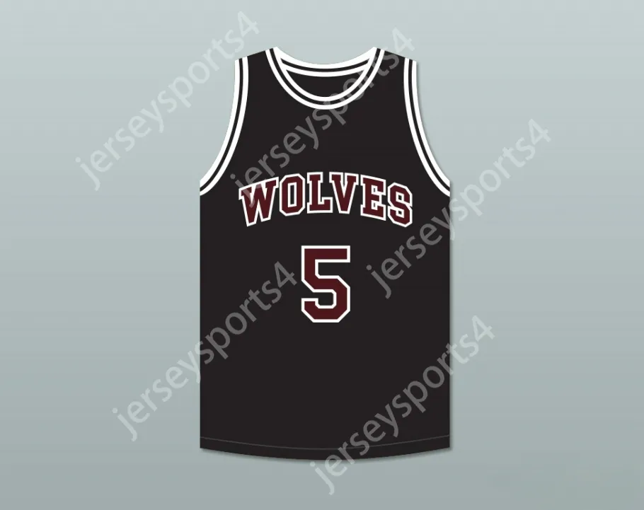 Custom alle Namensnummer Herren Jugend/Kinder Hakim 5 Wolves High School Black Basketball Trikot Top S-6xl