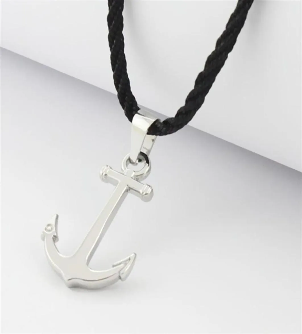 Runda Fashion IP Black Stainless Steel Sailor Anchor Pendant Necklace for Men Jewelry with Nylon Rope 201013239C5067766