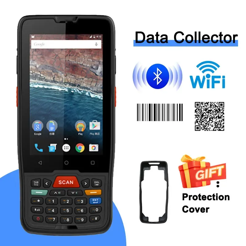 Zubehör PDA Android Handheld Terminal Barcode Scanner 1D 2D QR Tragbares Datenkollektor -Terminalgerät mit WLI 4G Bluetooth GPS