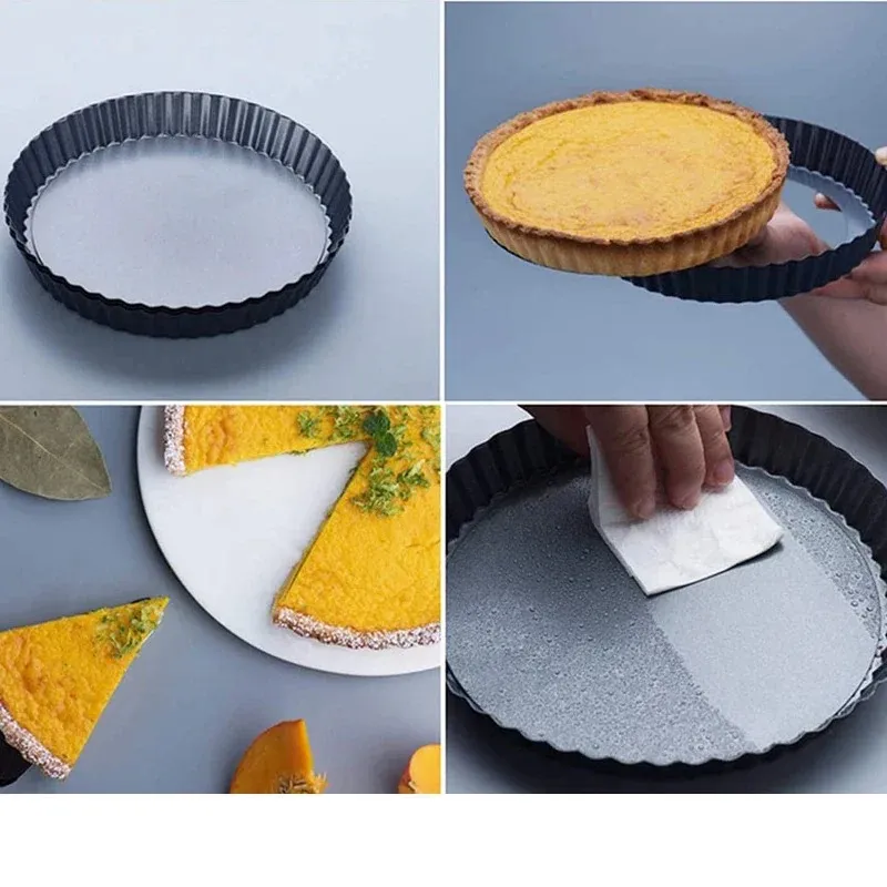 Nonstick pannor kolstål kaka paj mögel borttagbar botten tårta quiche panna ugn bakplat maträtt baksida verktyg baksida bröd mögel