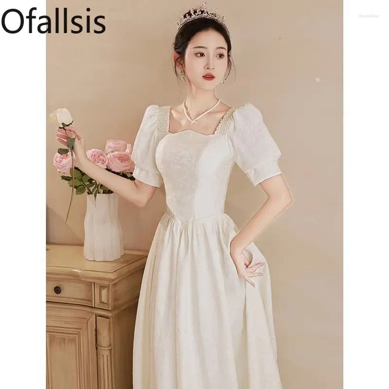 Party Dresses Ofallsis French Style White Evening Gown 2024 Summer Wedding Engagement High End Toasting Registration Certification