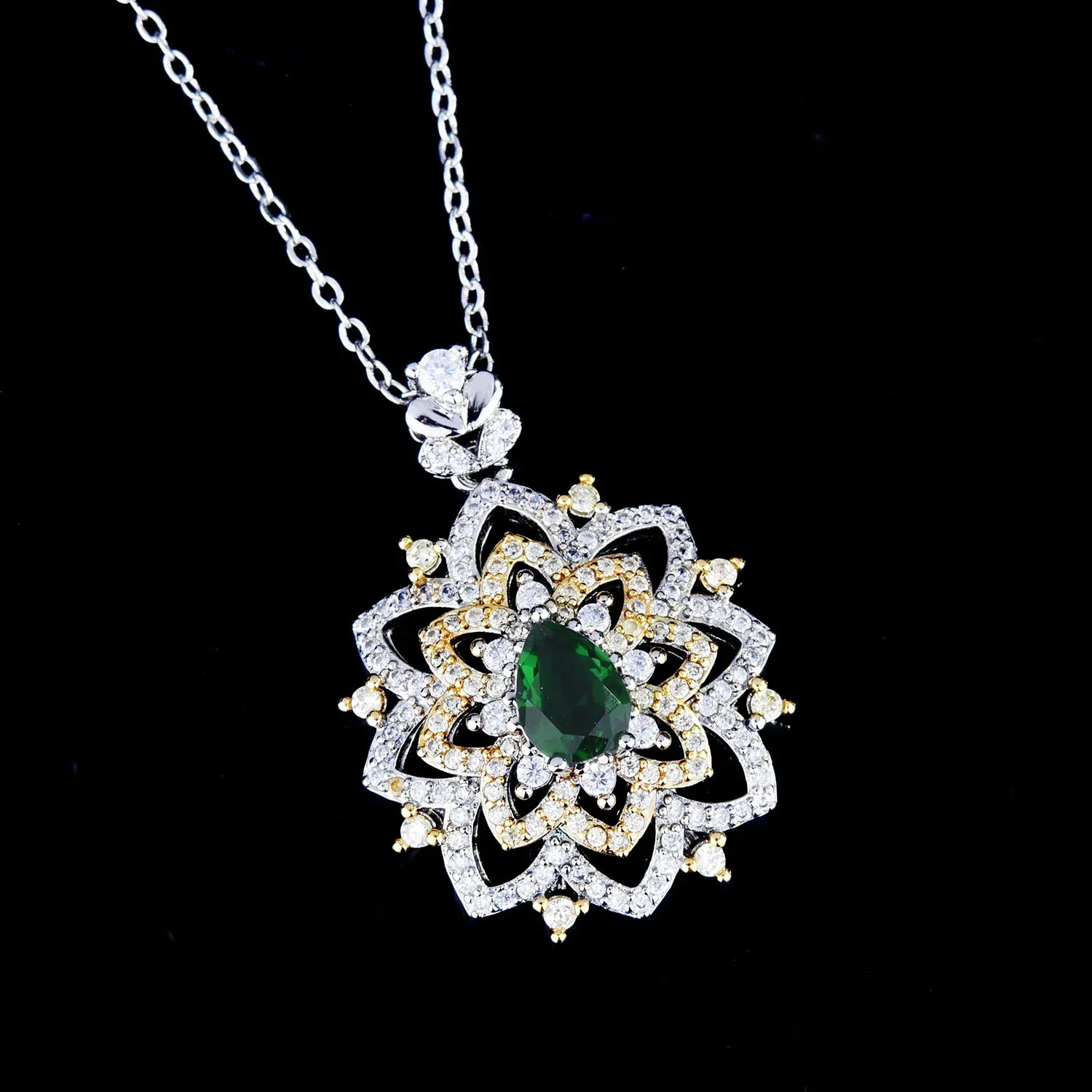18K Multi Gold Necklace for Women Natural Emerald Diamond with Diamond Pendants Jewelry Anillos De Bizuteria Anillos Gemstone 240422