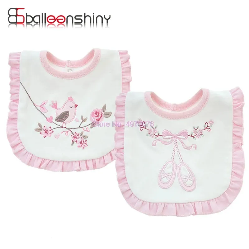 DHL 50Set Cotton Doppelschichten Baby Lätzchen süße rosa Spitze Speichel Handtuch Kleinkind Girl Boy Burp -Tücher Kleinkind Fütterung Babador 240422