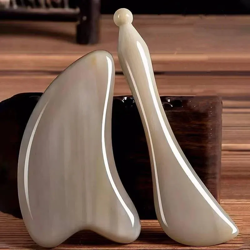 Массагер 2pcs Natural Ox Horn Gua Sha Массаж инструмент для лица скрежетка для скребки для скребки для скребки ноги Spa Physiotherapy