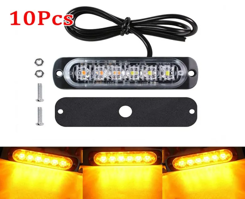 10st bilar LED -lampor Amber Truck Urgent varningsdimma Arbeta Lysande tillbehör Strobe Lampor Auto Accessoarer med 6 LEDPC1952654