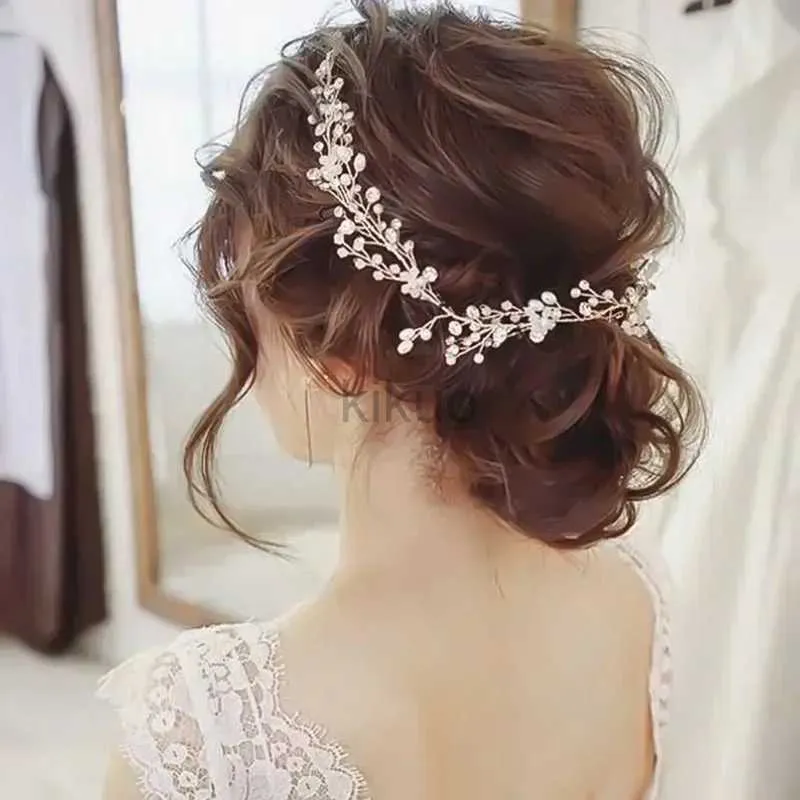 Wedding Hair Jewelry Wedding Hair Accessories Crystal Pearl Vine Head Belt Bridal Ornaments Fashion Jewelry Bride Headdress Headbands Accessory d240425