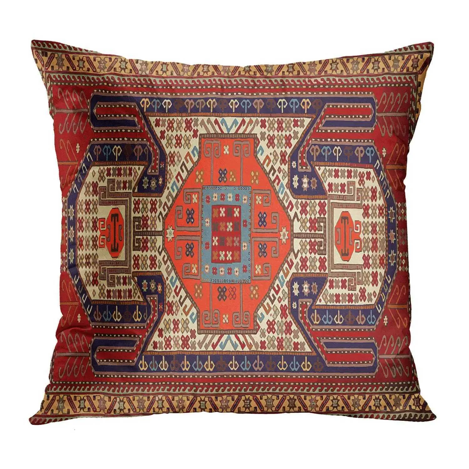 Pillow Case Red marokkanischer ethnischer Stil Kurzer Plüschkoffer Sofa Kissenabdeckung Home Dekoration kann für Sie angepasst werden. 40x40 50 x 50 x 60 T240422