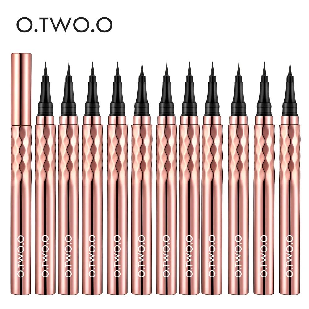 Eyeliner O.TWO.O 12PCS Eyeliner Pen płynne oko oka Wodoodporna plamka Szybkie suszenie czarnego makijażu eyeliner dla kobiet