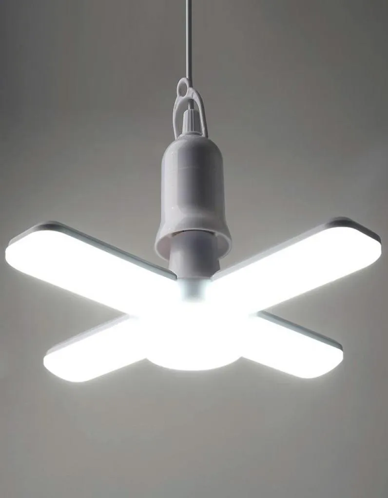 Ceiling Lights E27 48W Led Bulb Lamp Fan Light Mini Foldable Blade Angle Adjustable For Home Garage Lighting In Stock8232420