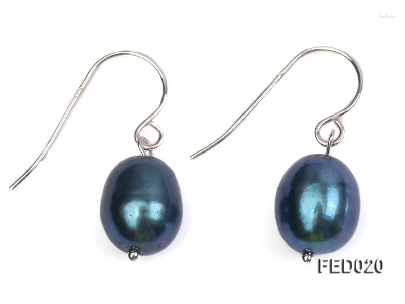 Boucles d'oreilles à goujons bijoux de perles uniques 8 à 9 mm de paon bleu en forme d'eau douce en forme d'eau douce