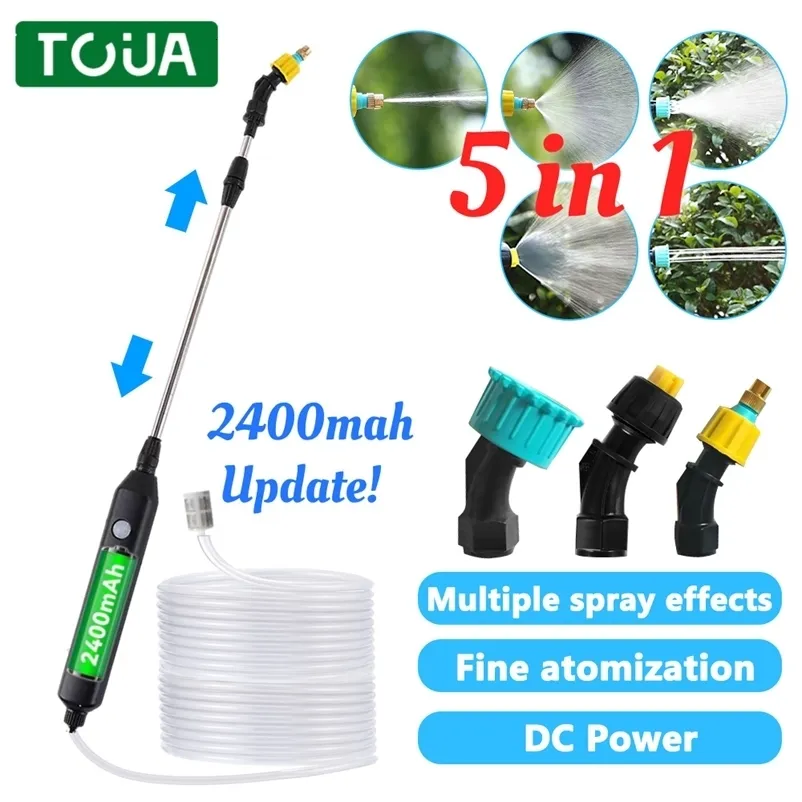 USB -uppladdningsbar trädgårdssprut Electric Watering Pesticide Lawn Care Portable Sprayer med 3 munstycken för trädgårdsväxt 240403