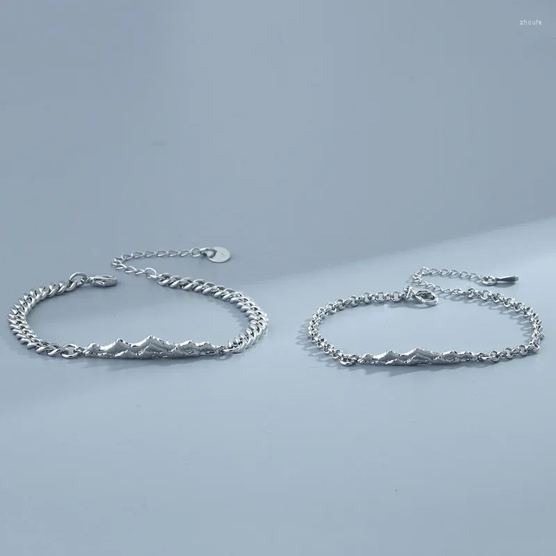 Urok bransoletki Sterling Srebrny kolor Góry Symbol dla miłośników Para ręczna Łańcuch Link Oryginalna biżuteria modowa