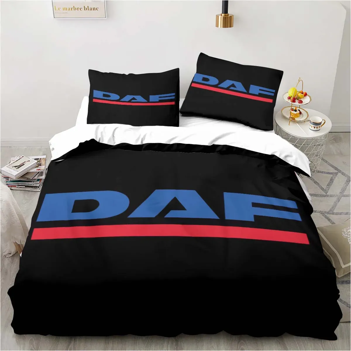 Set DAF Twin Bianchetta per camion vintage Set 3 pezzi Set Bed Bed Cover Copertura doppia King Cover Home Textile