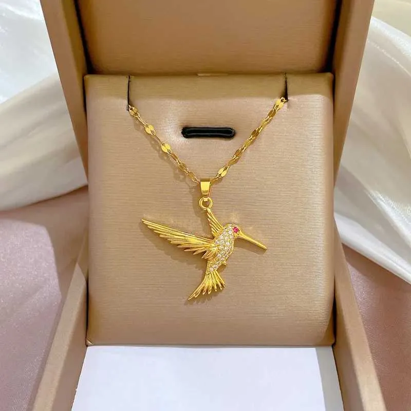 Collane in acciaio smaltato Kivid Collana con uccelli Ciondolo Catene lunghe Girocollo Smalto di moda Gioielli animali per donne Regalo ragazza_voghion.com