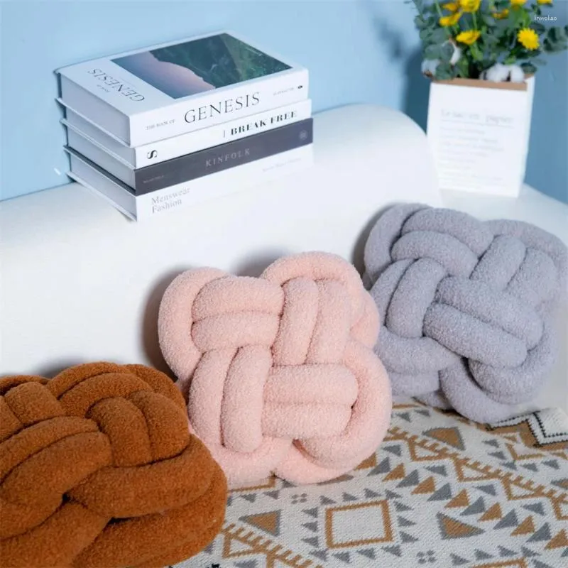 Pillow Ins Solid Color Plush Creative Twist Knot Round Retro Special-Shaped Geometry Simple Home Decoration