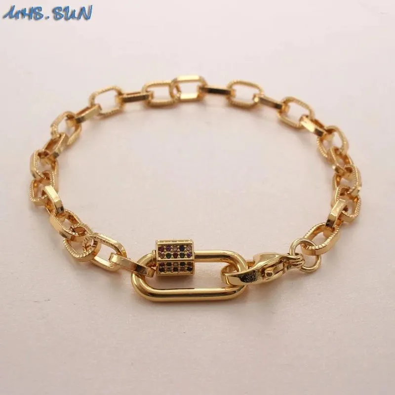 Link Bracelets SUNSLL Gold Color Copper Fashion Zircon Hexagonal Prism Bangles Jewelry Personalized Accessories For Women Gifts