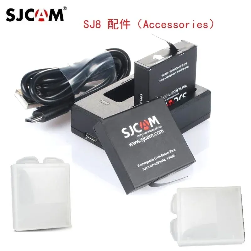 Zubehör 100% Original SJCAM SJ8 Serie 1200MAH Batterie Ladegerät Dual Ladegerät/Hülle für SJ8 Pro/SJ8 Plus/SJ8 Air Actioin -Kamerazubehör