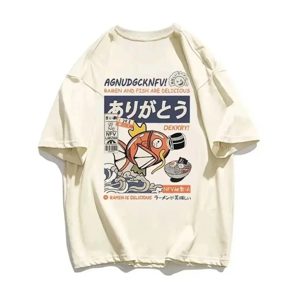 T-shirts heren heren t-shirt magikarp geprinte t-shirt korte mouw zomer Japanse kanji grappige vissen street t-shirt oversized tee heren kleerse m22425