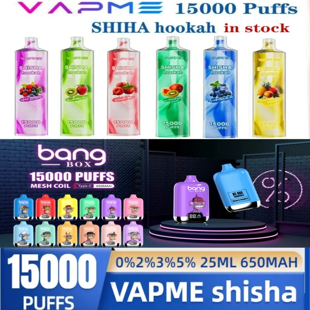 Original puff 15k engångsångvång vapme shisha vattenpipsa puff 15000 engångsvapsmesh spole 650mAh typ-C 25 ml Förordnad pod 12 smaker VAPE PEN E Cigarett