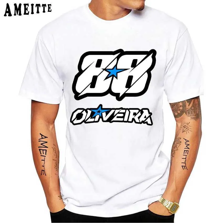 Men's T-Shirts New Summer Men Short Slve 2023 Miguel Oliveira 88 Rider T-Shirt Moto Sport Boy Casual Ts Motorcycle Riding White Tops T240425