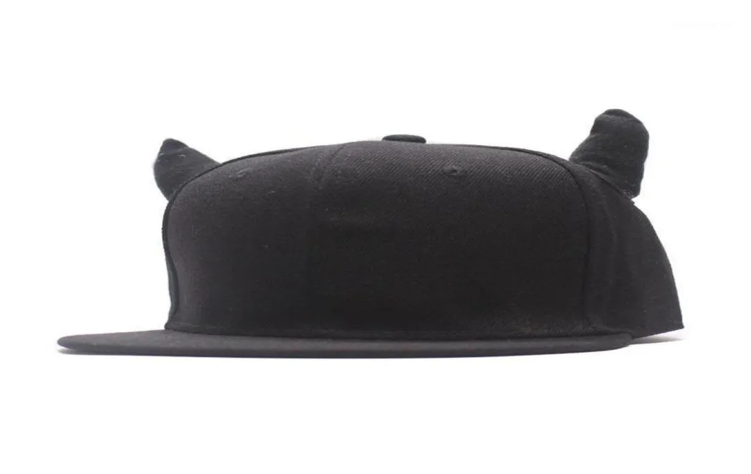 Ball Caps Men Women Hiphop Hat Black Cotton Punk Horn Baseball Cap Snapback met hoorns hele755122555