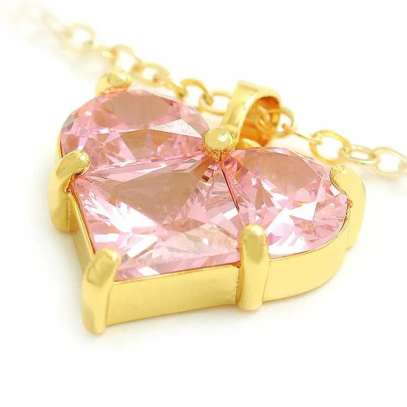 Herz Halskette Mit Rosa Schmuckstein Für Damen Elegant_voghion.com