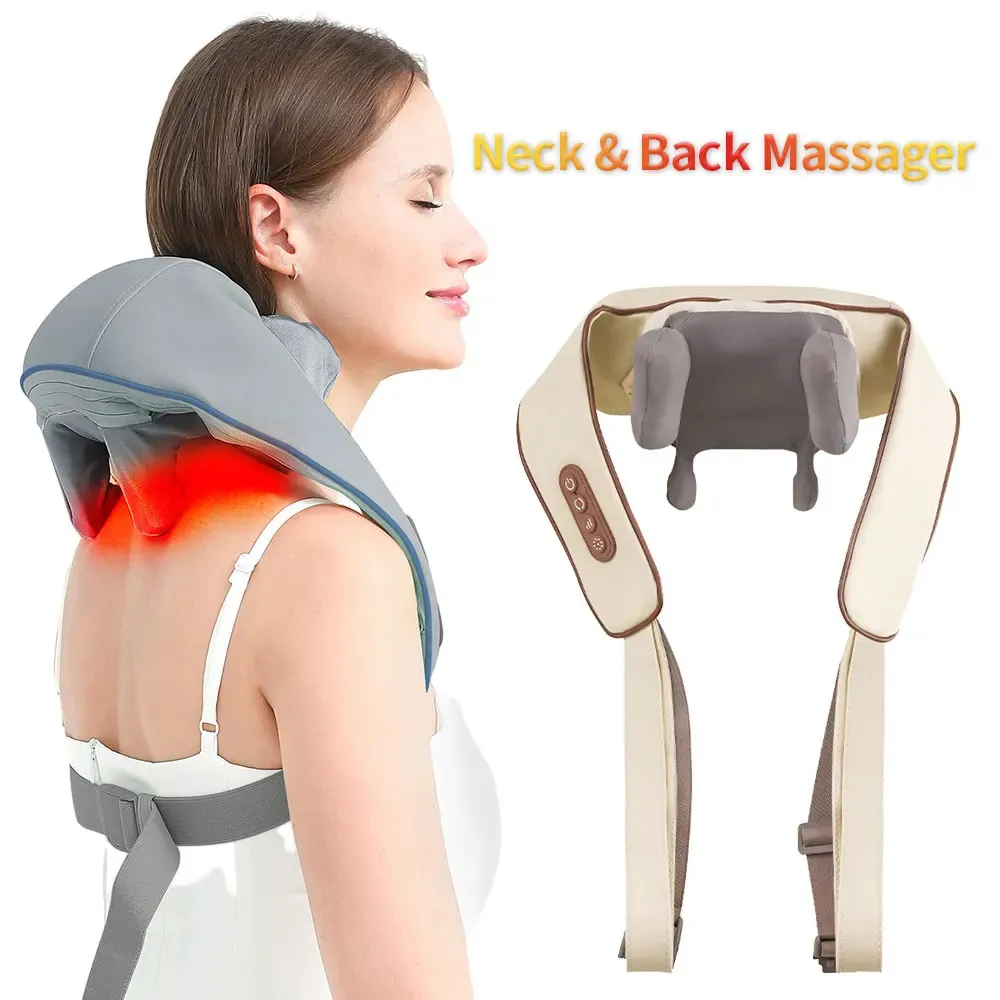 Pescoço sem fio e ombro amassando travesseiro de massagem pescoço elétrico e traseiro massageador de massageador de massagismo