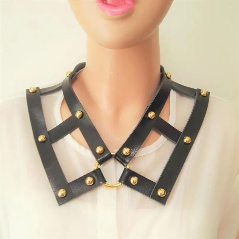 Pendants HARAJUKU Dark Fashion Rivet Punk Goth Handmade Leather Gold Color Oound Choker Celt Sexy Collan Colliers Club Club Party