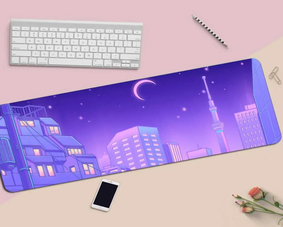 80x30 cm Desk Mat Landscape House Cloud Sky Desktop Mousepad Stora musplattan Tangentbord Matrosa Pink Mousepad Purple Gaming Mousepads Y03490713