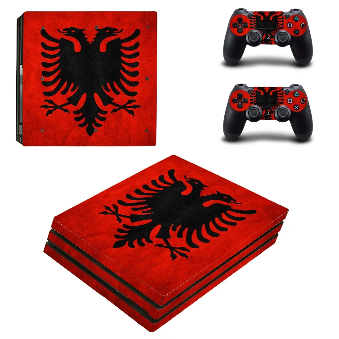 Autocollants National Flag of Republic of Albanie Style Skin Sticker pour la console PS4 Pro et les contrôleurs Decal Vinyl Skins Cover Style 0477