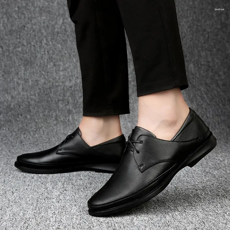 Casual Shoes Mens Oxford 2024 Dress Wedding Laces Business Formal Breathable Men Genuine Leather Elegant Comfortable Shallow Slip Shoe