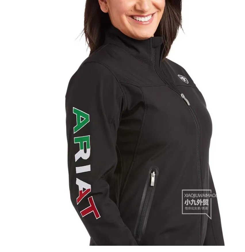 Ceketler Ariat Womens Classic Team Meksika Softshell suya dayanıklı ceket ceketli dre damlası desenli giyim kadınları bezin ot vt