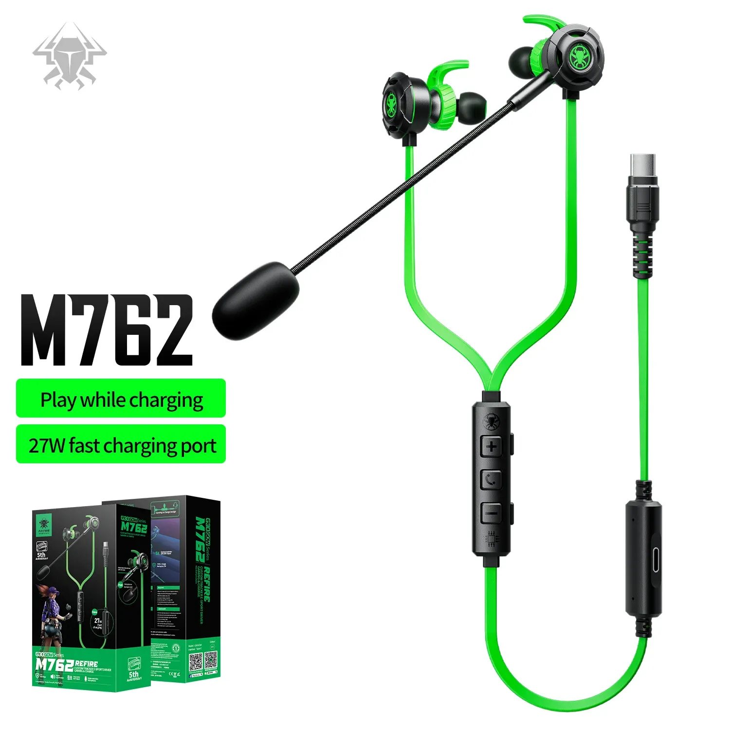 Hörlurar Ny PLEXTONE M762 G30 SPELSKAPPYCKET TYPEC I EAR HEADFONER SUPER BASS MED SAPTABLE LÅNG MIC EARPHONECHARE VERSION