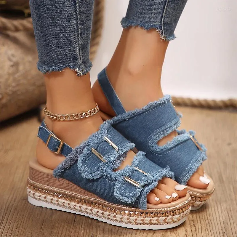 Sandals Cowboy Platform High Heels Chaussures pour femmes cales Slippers Designer 2024 Summer Brand Pumps Beach Zapatos Mujer Tlides