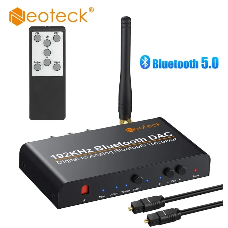 Konwerter Neoteck DAC Wbudowany odbiornik Bluetooth 192KHz cyfrowy koncentryczny toSLink do analogowego stereo RCA 3,5 mm obsługa audio Aptx