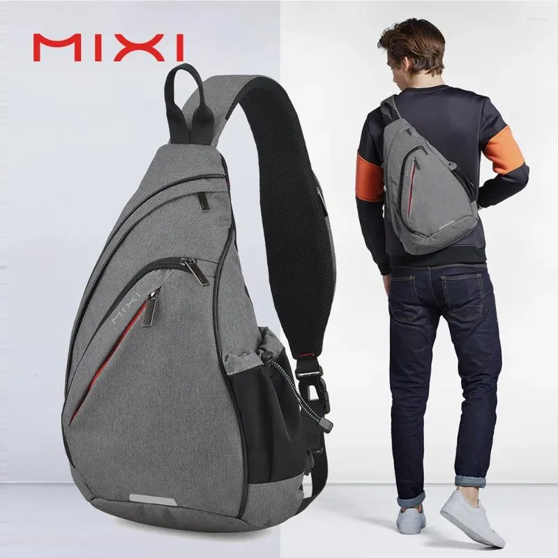 Backpack Mixi Men One ombro Mulheres Sling Bag Crossbody meninos USB Cicling Sports Travel School Versátil Student School