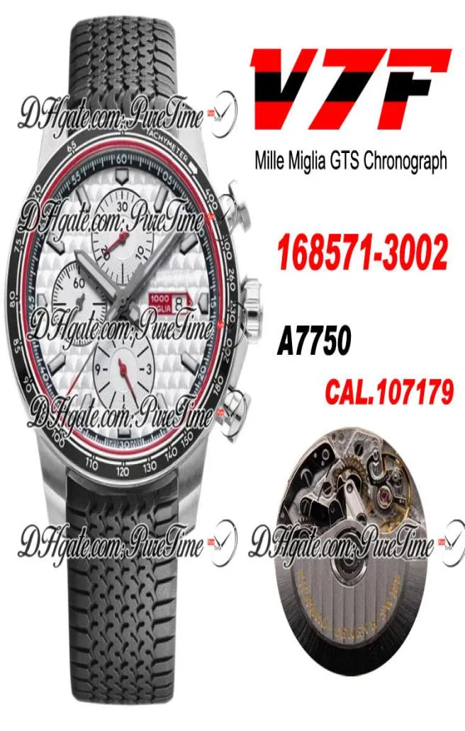 V7F 1685713002 ETA A7750 Chronographe Automatic Mens Watch Arear Case de texture blanche STRAPE DE RÉSAUX NOIRE