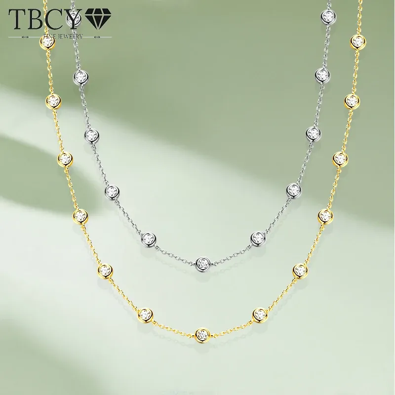Necklaces TBCYD 3/4/5mm D Color Moissanite Choker Necklace For Women S925 Silver Round Cut Diamond Bubble Neck Chain Party Jewelry Gifts