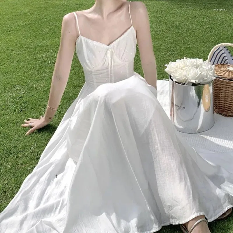Sukienki swobodne Summer elegancki biały sukienka z białej sukienki Bez rękawów.