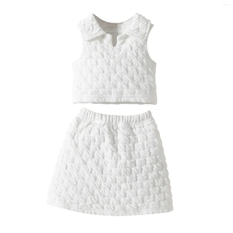 Clothing Sets Toddler Baby Girl Skirts Outfit Spring Summer Kids Clothes Sleeveless Knit Vest Top Pleated A Line Stuff Shower