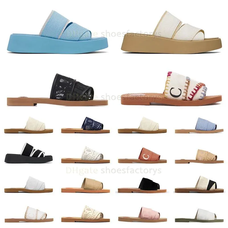 Designer tofflor Sliders Slides Sandals Woody Flat Mule The Maison's O Signature pryder den inre sulan, den enkla designen gör denna platt till en sommar essentia riktigt madrid