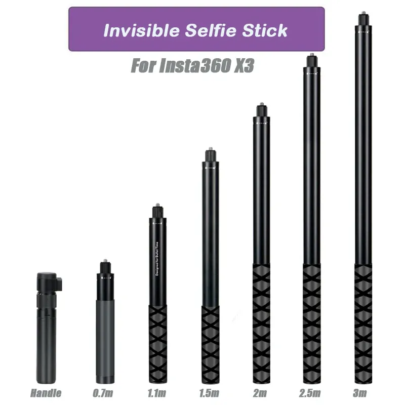 Stick selfie invisibile gimbal per Insta360 x3/x2 Stick Bullet Bullet Managle per l'insta360 Accessorio panoramico per fotocamera panoramica